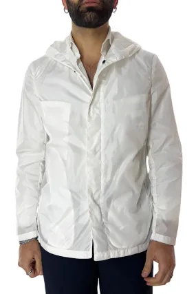 Bomberino uomo bianco Con Cappuccio senza elastici ai polsi e sul fondo made in italy