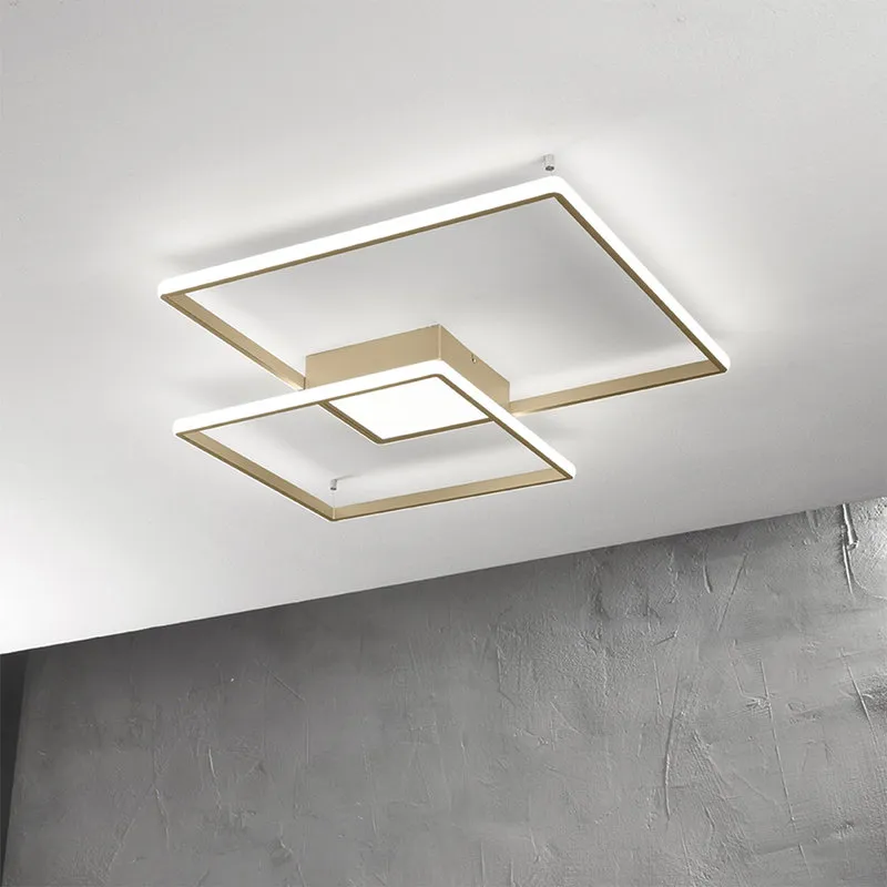 Ondaluce Plafoniera DOWEL in vetro bianco soffiato ed acidato, bianco/oro - grande