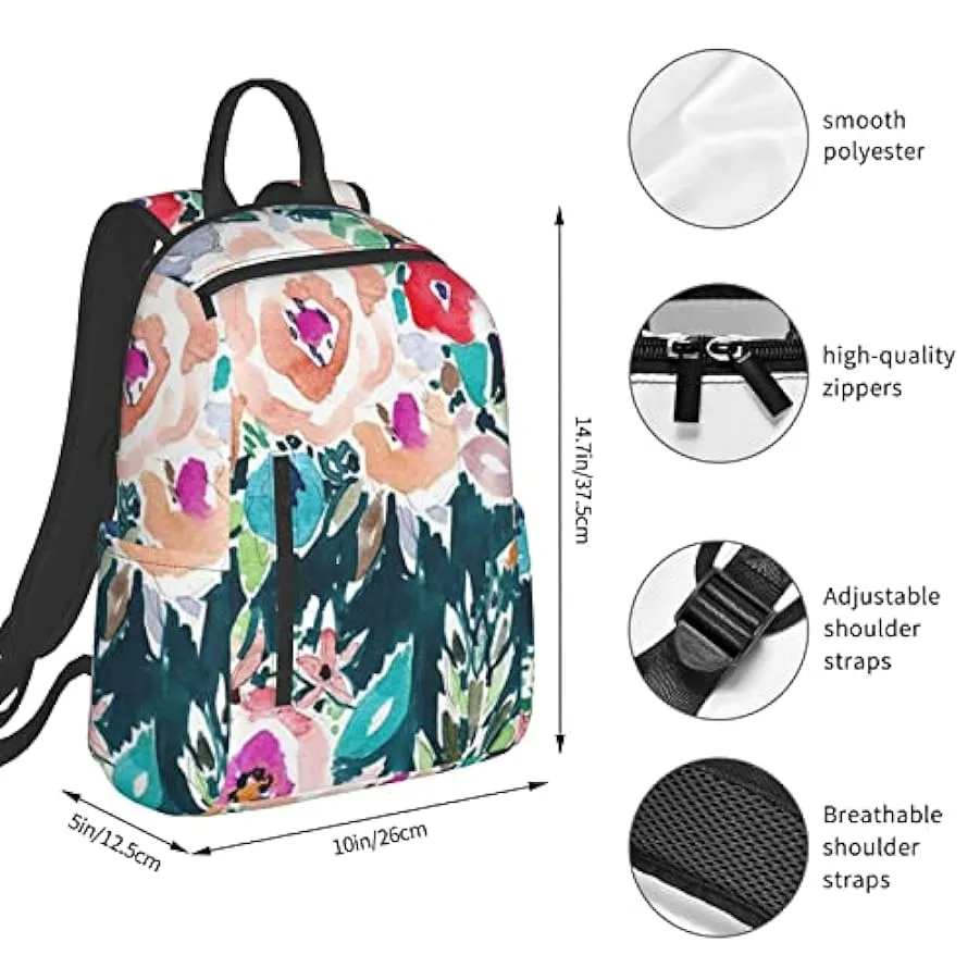 OTRAHCSD Zaino, zaino vintage con fiori ad acquerello leggero per uomo donna, zaino casual per escursionismo, campeggio, viaggi,